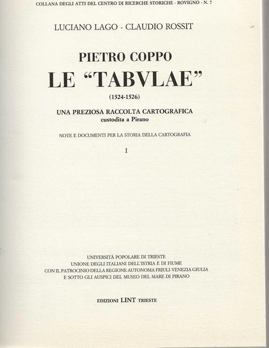 Pietro Coppo le "tabulae" (1524-1526) una preziosa raccolta cartografica custodita a Pirano - copertina