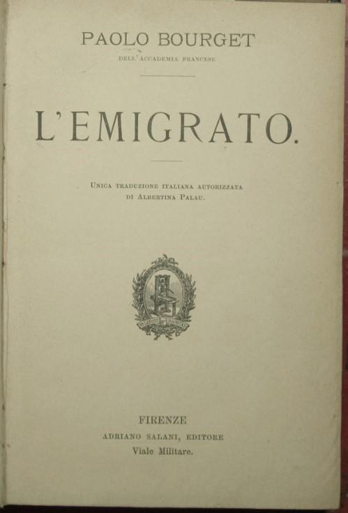 L' emigrato - Paolo Bougeat - copertina