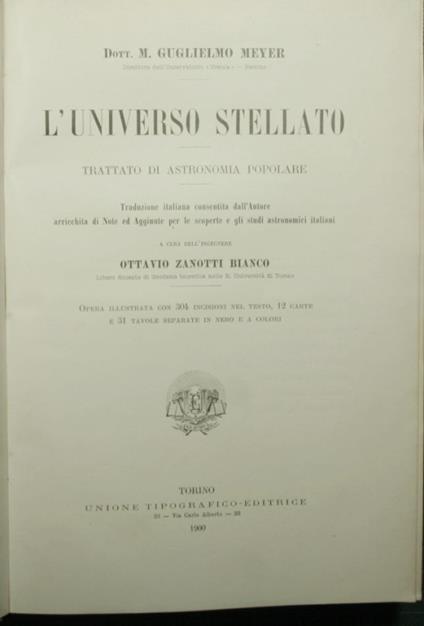 L' universo stellato - Trattato di astronomia popolare - Guglielmo Mery - copertina
