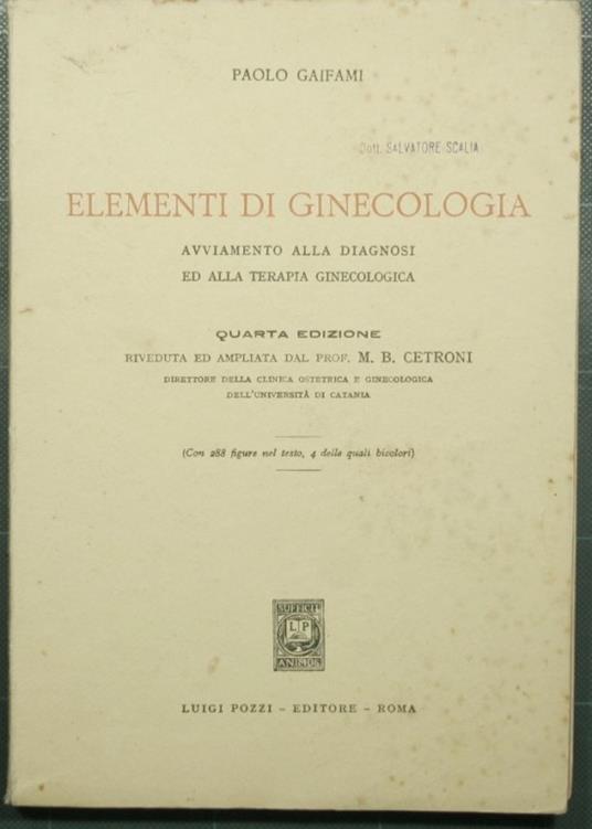 Elementi di ginecologia - Paolo Gaifami - copertina