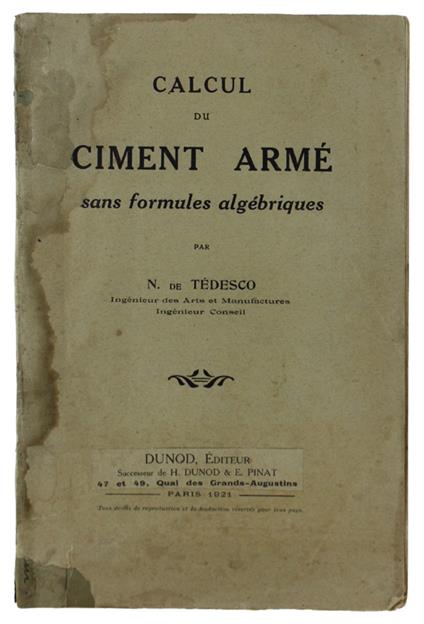 Calcul Du Ciment Arme' Sans Formules Algebriques - copertina