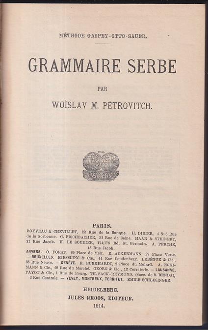 Grammaire serbe - copertina