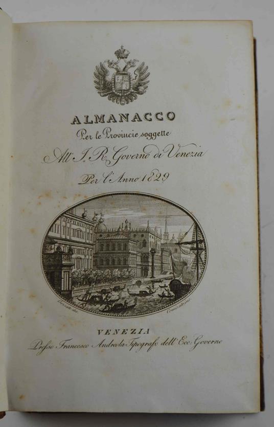 Almanacco per le Provincie soggette all'I.R. Governo di Venezia per l'Anno 1829 - copertina