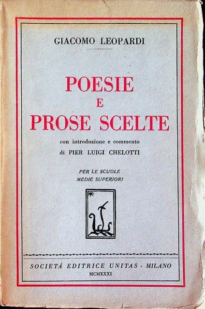 Poesie e prose scelte - Giacomo Leopardi - copertina