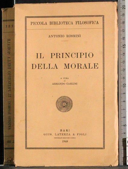 Il principio della morale - Antonio Rosmini - copertina
