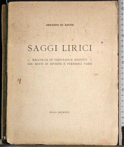 Saggi Lirici - Armando De Santis - copertina
