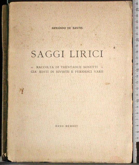 Saggi Lirici - Armando De Santis - copertina