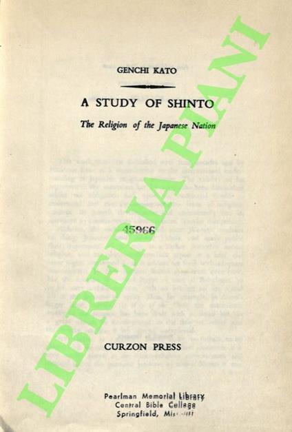 A Study of Shinto: The Religion of the Japanese Nation. - copertina