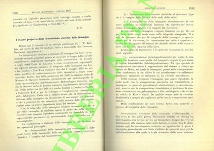I recenti progressi della trasmissione elettrica delle immagini - copertina