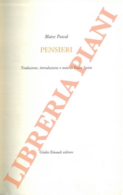 Pensieri - Blaise Pascal - copertina