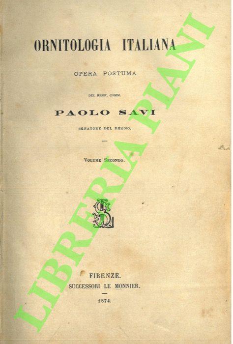 Ornitologia italiana. Volume secondo - Paolo Savi - copertina