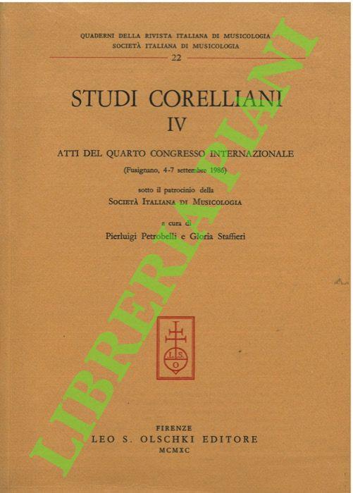 Studi corelliani IV. Atti del quarto congresso internazionale (Fusignano, 4-7 settembre 1986) - Pierluigi Petrobelli - copertina