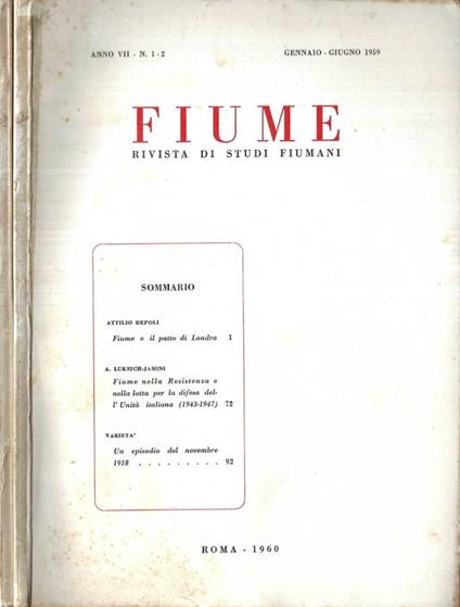 Fiume Anno VII n. 1 - 2 e 3 - 4 - copertina