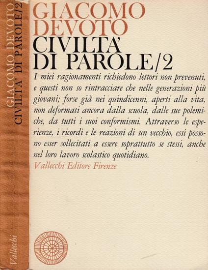 Civiltà di parole vol 2 - Giacomo Devoto - copertina