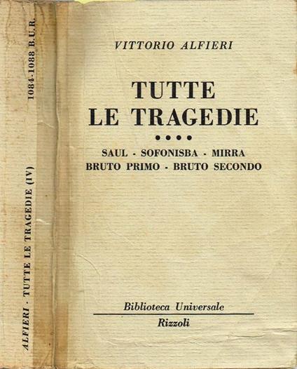 Tutte le tragedie - Vittorio Alfieri - copertina