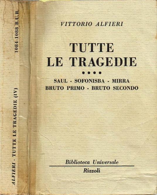 Tutte le tragedie - Vittorio Alfieri - copertina
