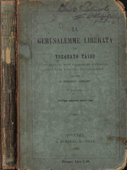 La Gerusalemme liberata - Torquato Tasso - copertina