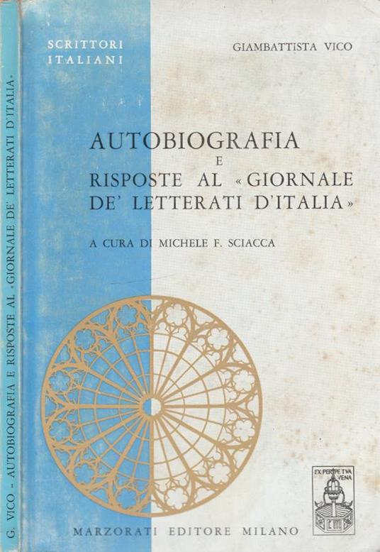 Autobiografia e Risposte al "Giornale" de' letterati d'Italia - Giambattista Vico - copertina
