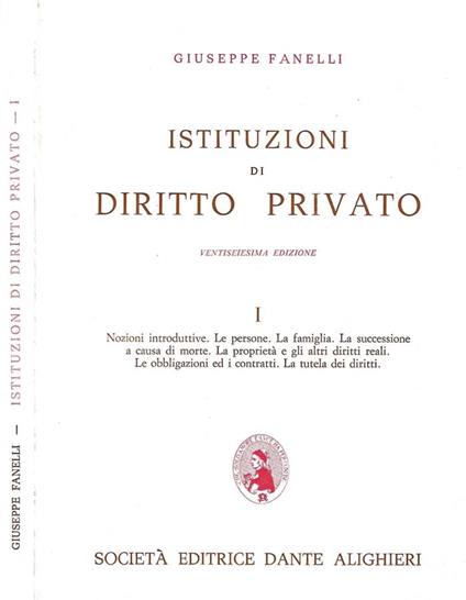 Istituzioni di diritto privato. Volume I - Giuseppe Fanelli - copertina