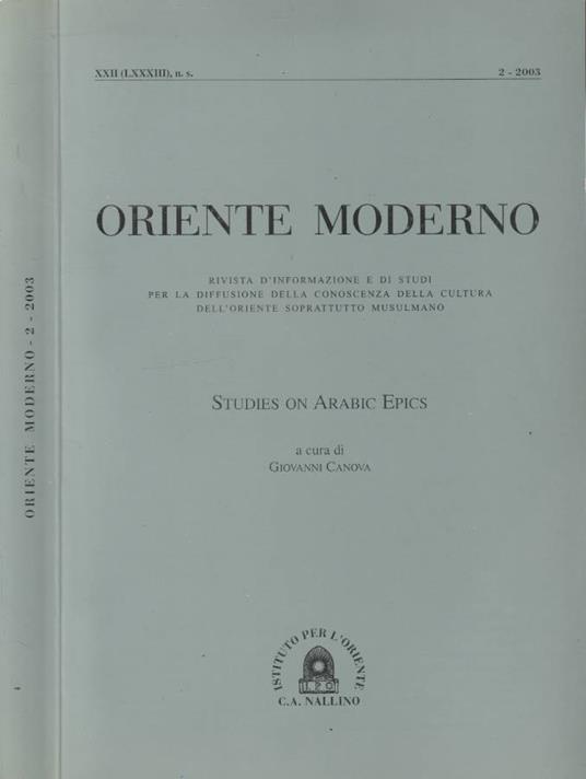 Oriente moderno anno XXII nuova serie, n 2 2003 - Francesco Castro - copertina