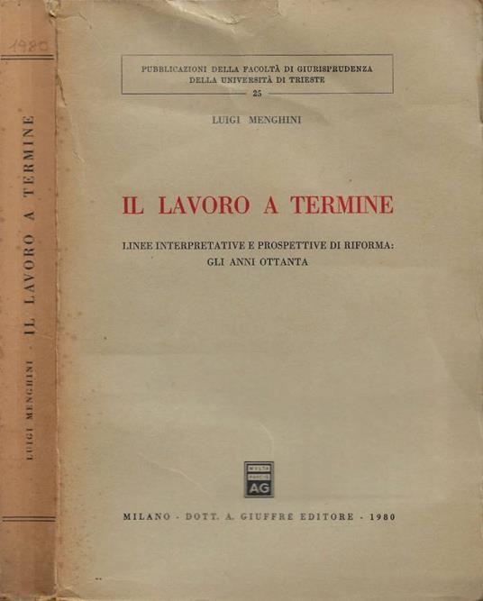 Il lavoro a termine - Luigi Menghini - copertina