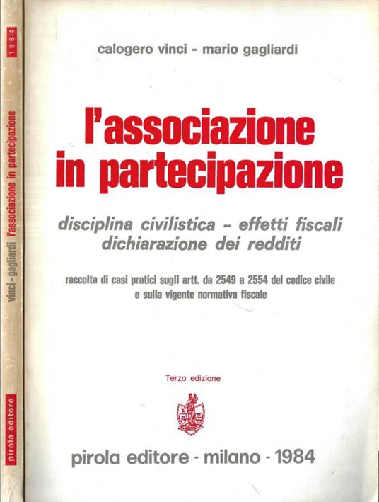 L' associazione in partecipazione - Calogero Vinci - copertina