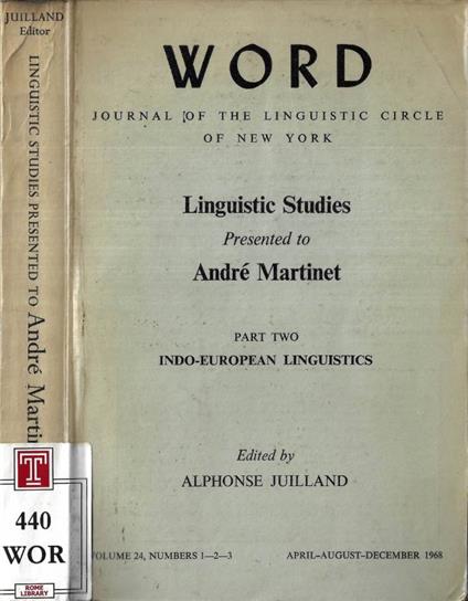 Linguistic studies part two - André Martinet - copertina