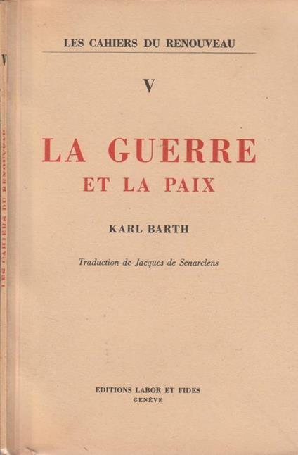 La guerre et la pax - Karl Barth - copertina