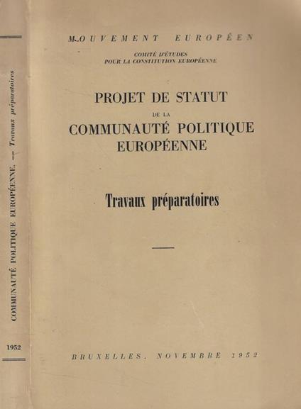 Projet de Status de la Communauté Politique Européenne - copertina