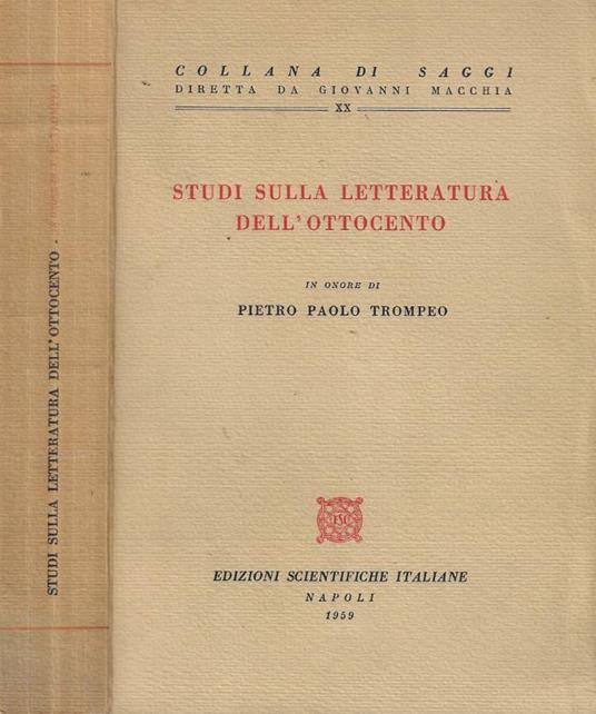Studi sulla letteratura dell'ottocento - copertina