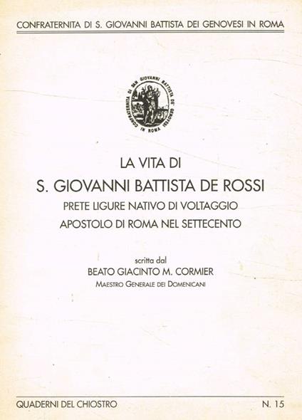La vita di S Giovanni Battista De Rossi - copertina