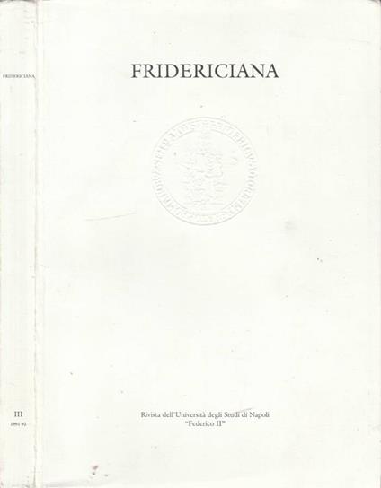 Fridericiana anno I, n 3, anno accademico 1991-92 - copertina