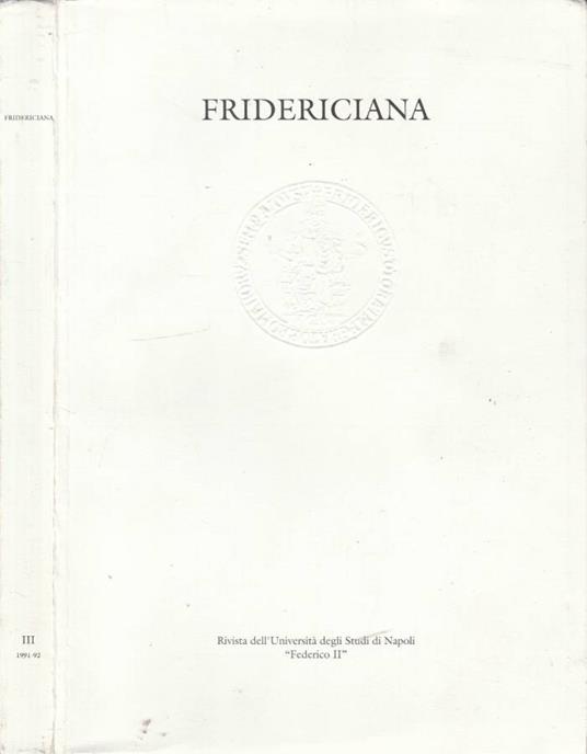 Fridericiana anno I, n 3, anno accademico 1991-92 - copertina
