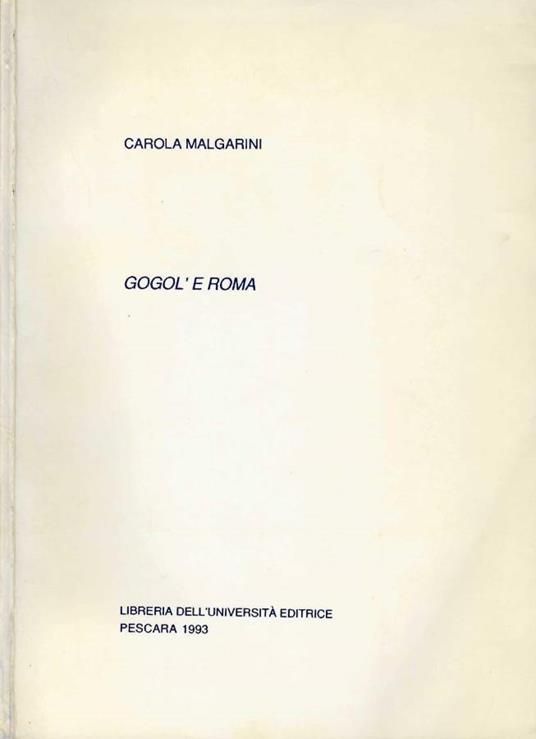 Gogol' E Roma - copertina