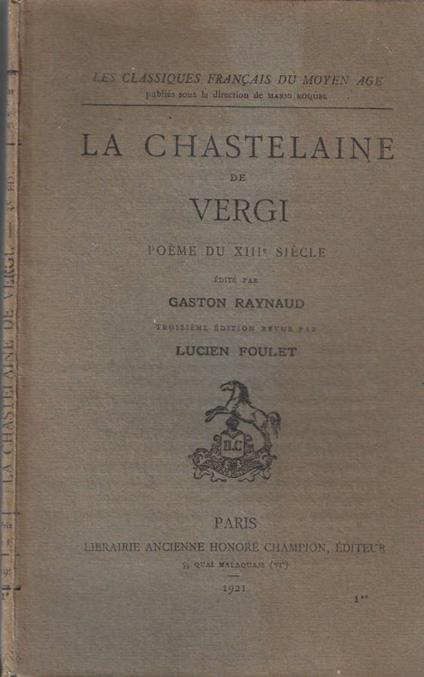 La chastelaine de Vergi - copertina