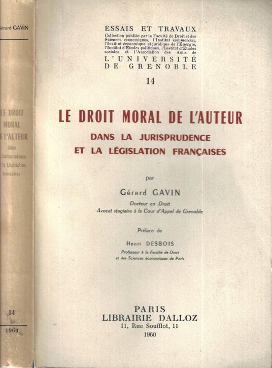 Le droit moral de l' auteur - copertina