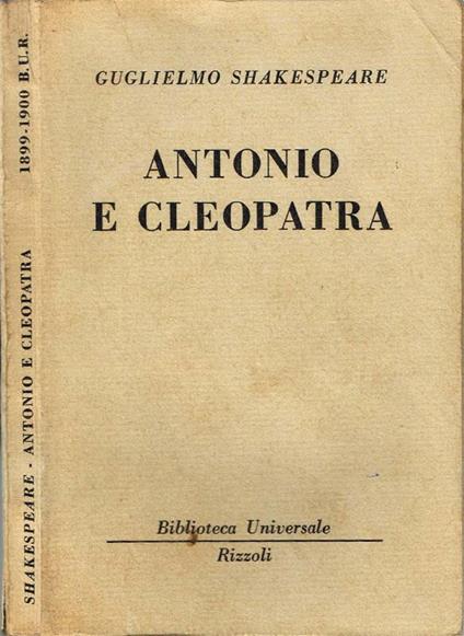 Antonio e Cleopatra - copertina