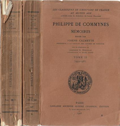 Philippe De Commynes 2 vol - Joseph Calmette - copertina