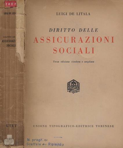 Diritto delle assicurazioni sociali - Luigi De Litala - copertina
