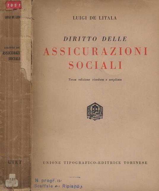 Diritto delle assicurazioni sociali - Luigi De Litala - copertina