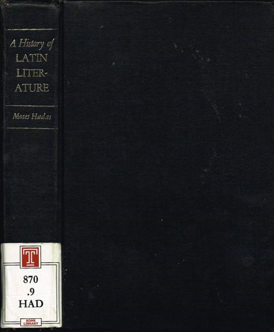 A History of Latin Literature - Moses Hadas - copertina