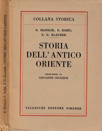 Storia dell'antico oriente - E. Hanslik - copertina