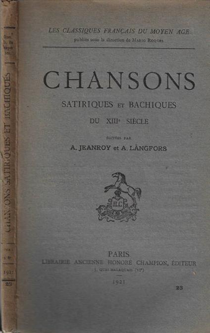 Chamsons - A. Jeanroy - copertina