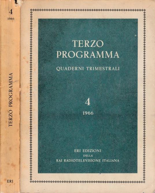 Terzo programma, n 4 1966 - Giuseppe Rossini - copertina