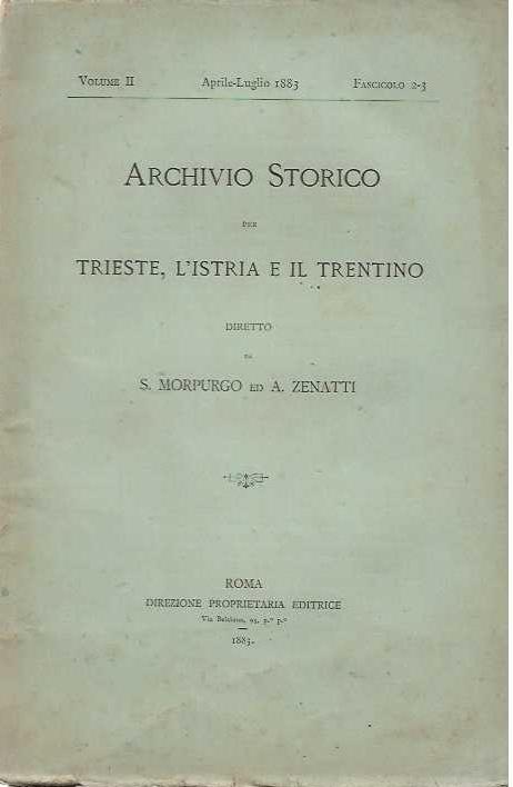 Archivio Storico per Trieste , l' Istria e il Trentino - copertina