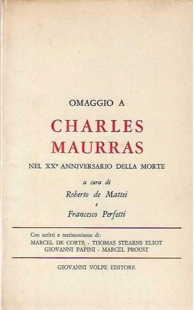 Omaggio a Charles Maurras nel XX° anniversario della morte - copertina