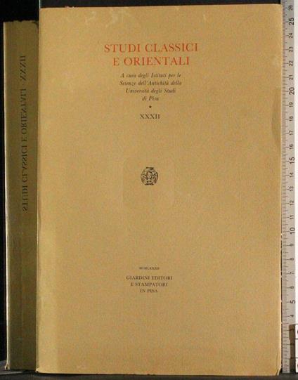 Studi classici e orientali. XXXII - copertina