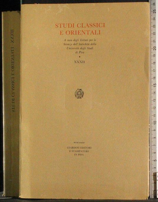 Studi classici e orientali. XXXII - copertina