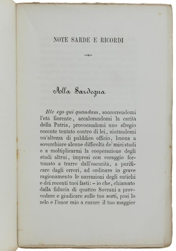 NOTE SARDE E RICORDI - Manno Giuseppe - Bocca, - 1868