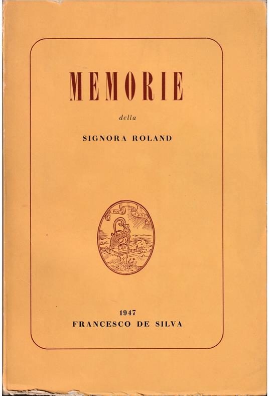 Memorie della Signora Roland - copertina